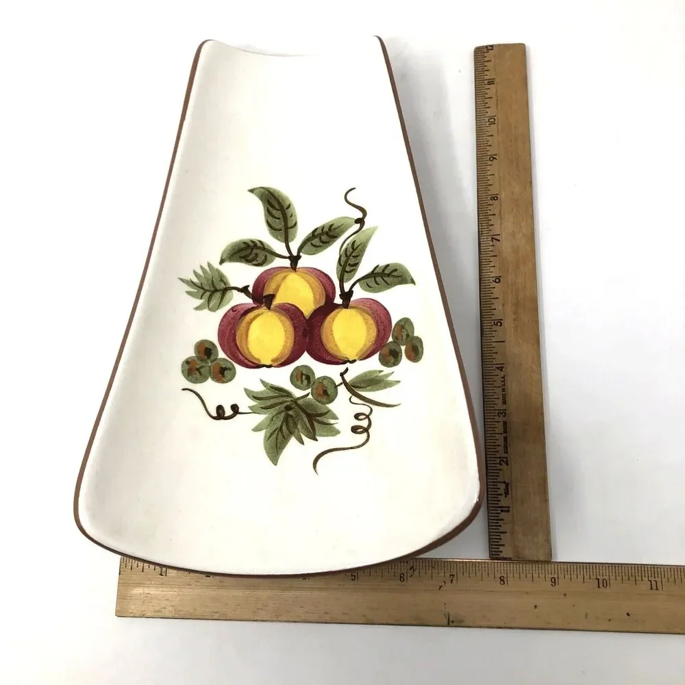 Stangl Apple Delight Footed Server Vintage 1960's MCM Hand Painted Unique Shape